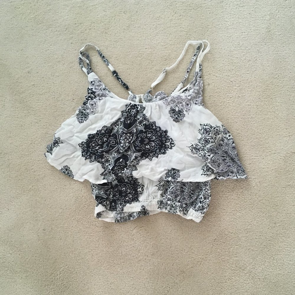 Ruffle Crop Tank With Adjustable Straps